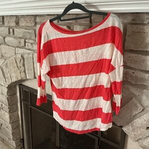 Tommy Bahama Red and White Striped Long Sleeve Top